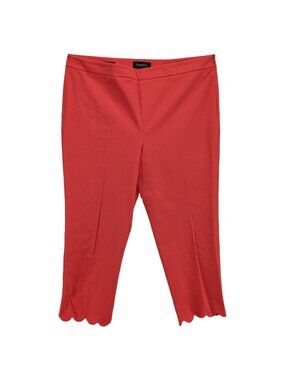 Talbots Chatham Crop Pants Womens Salmon Red Scalloped Hem Side Zip Size 16
